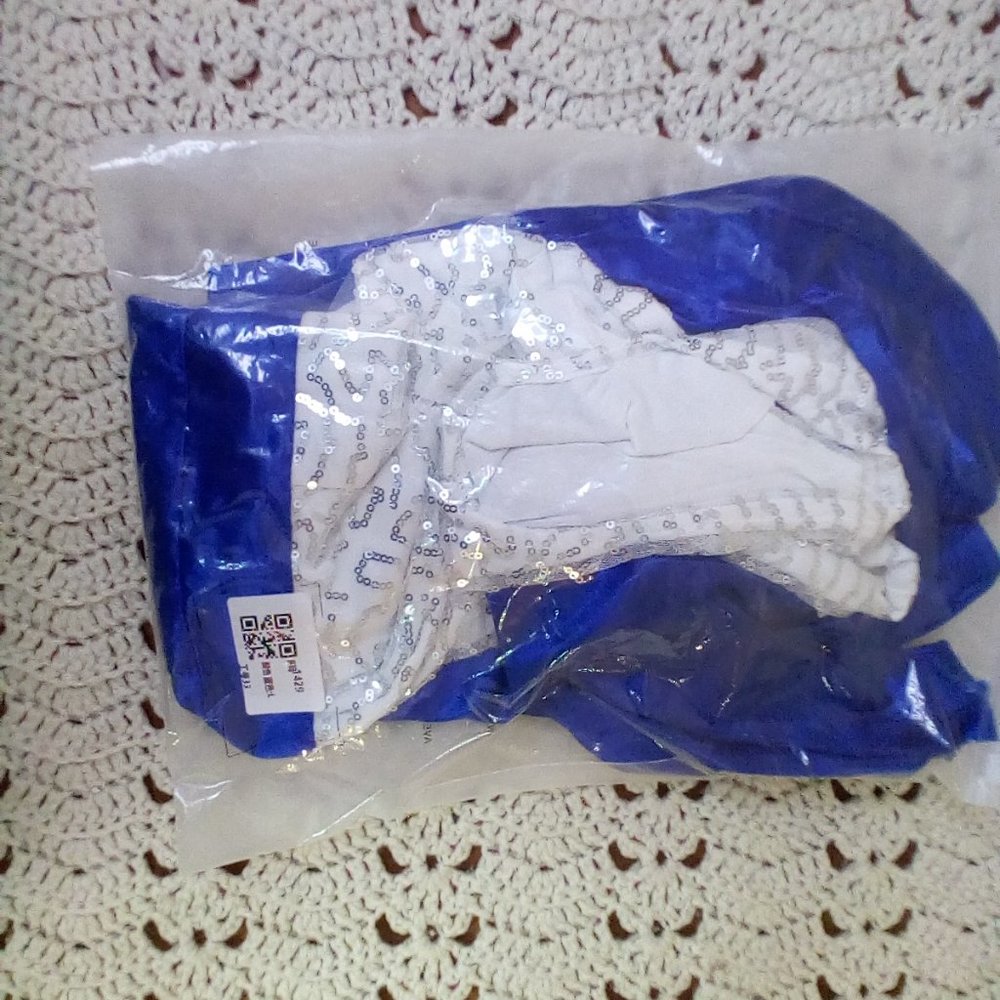 Evening prom blue dress white lace backless sleeveless top - Picture 6 of 7